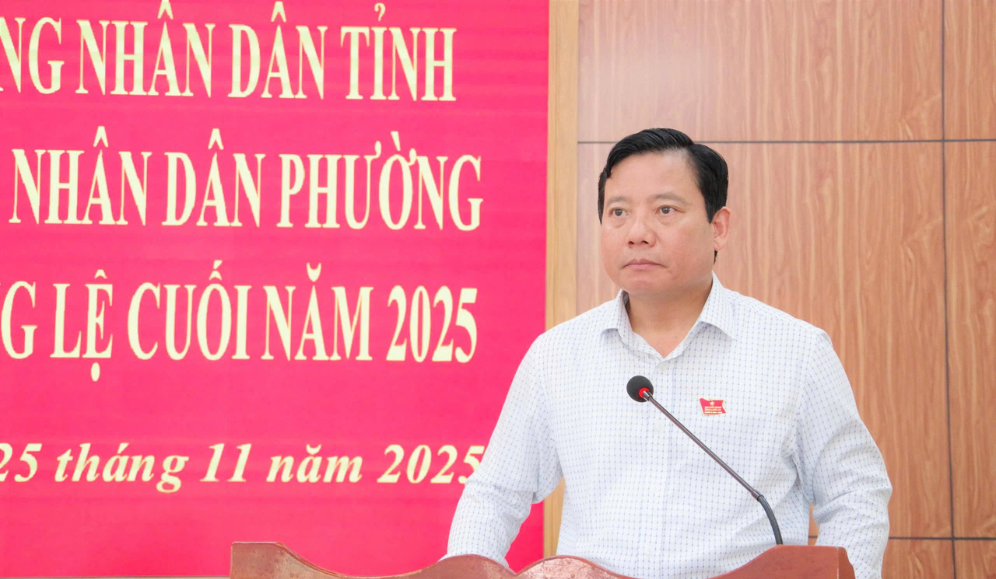 Phó Chủ tịch UBND tỉnh Phạm Tấn Hòa phát biểu tại buổi tiếp xúc