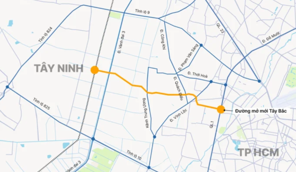 Dự án đường mở mới Tây Bắc dài khoảng 10 km, rộng 60 m, có tổng vốn đầu tư khoảng 18.147 tỷ đồng